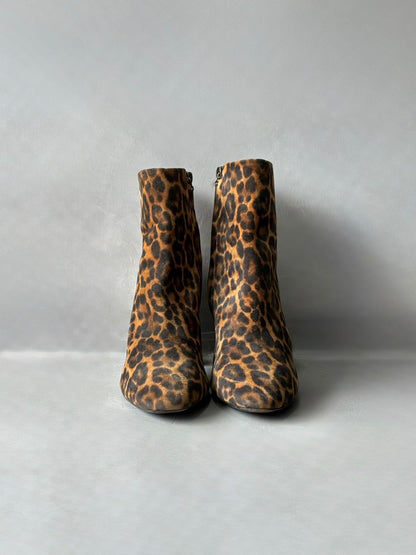 Saint Laurent Paris Suede Lou Leopard Ankle Boot