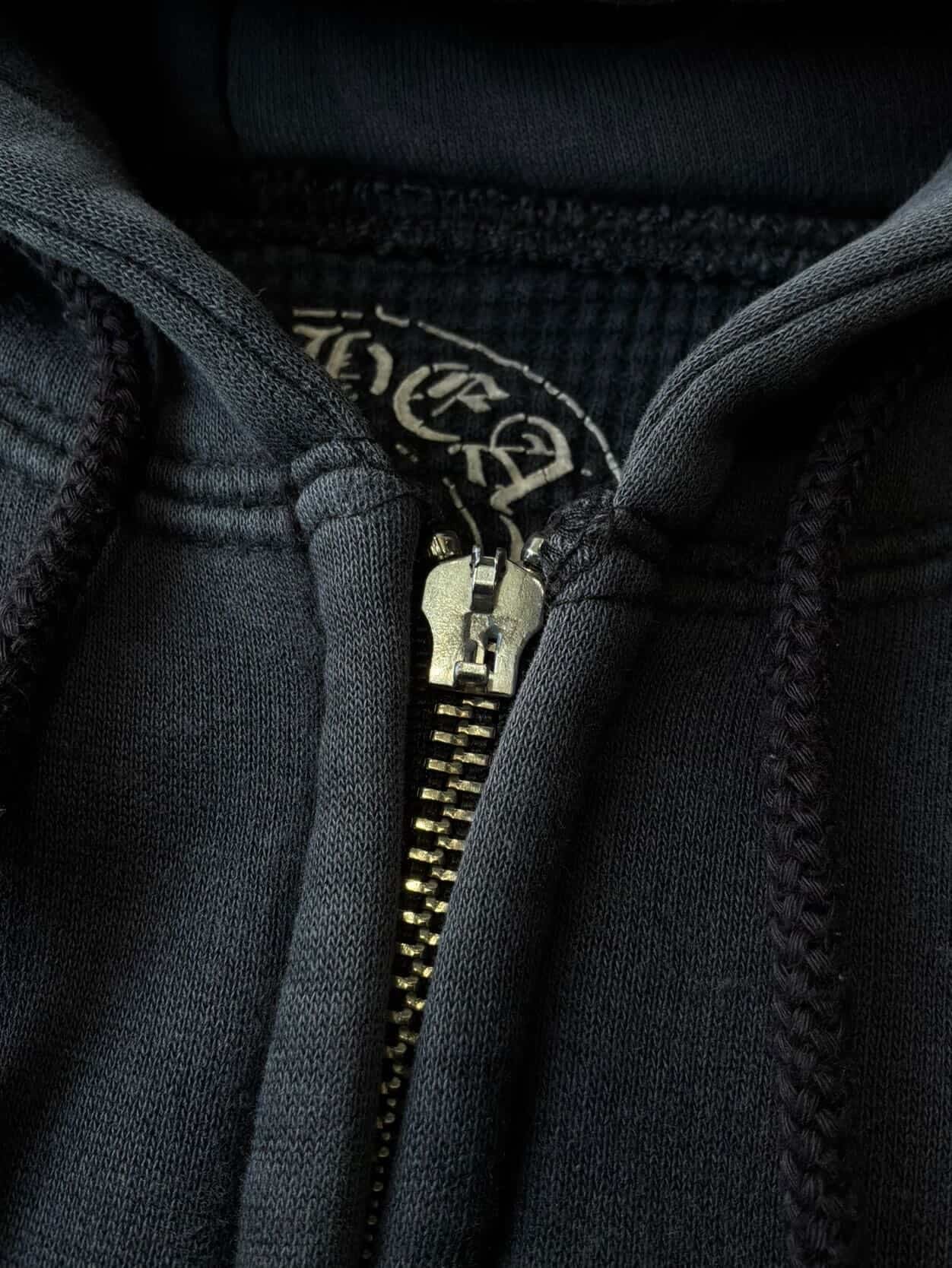 Vintage Chrome Hearts Tonal Cross Thermal Zip Hoodie