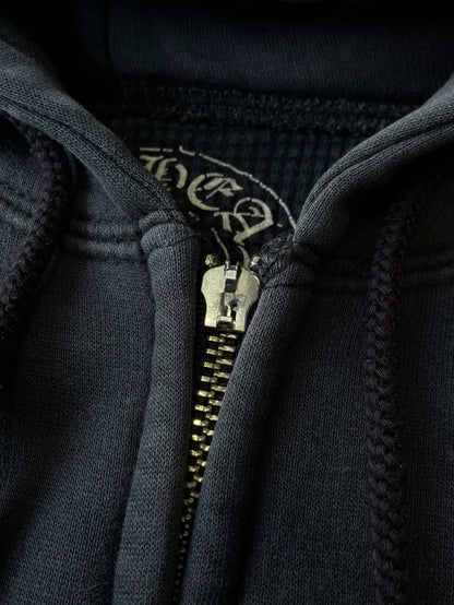 Vintage Chrome Hearts Tonal Cross Thermal Zip Hoodie