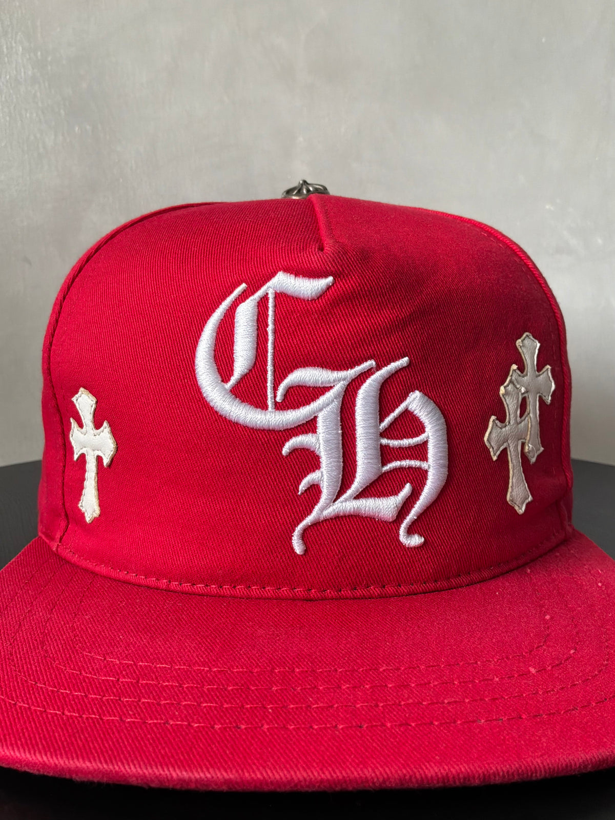 Chrome Hearts Red & White Multipatch Baseball Hat