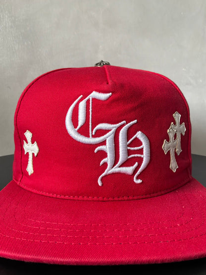Chrome Hearts Red & White Multipatch Baseball Hat