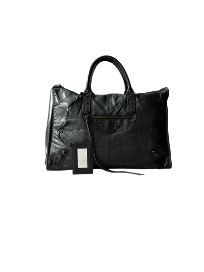 Balenciaga XL Weekender Black on Brass Lambskin Bag