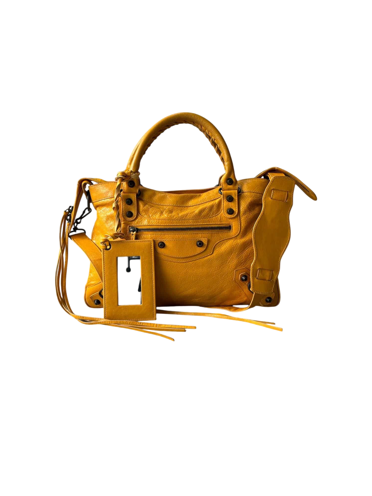 Balenciaga City Town Yellow Crossbody Lambskin Bag