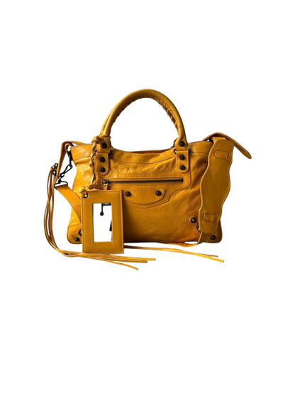 Balenciaga City Town Yellow Crossbody Lambskin Bag