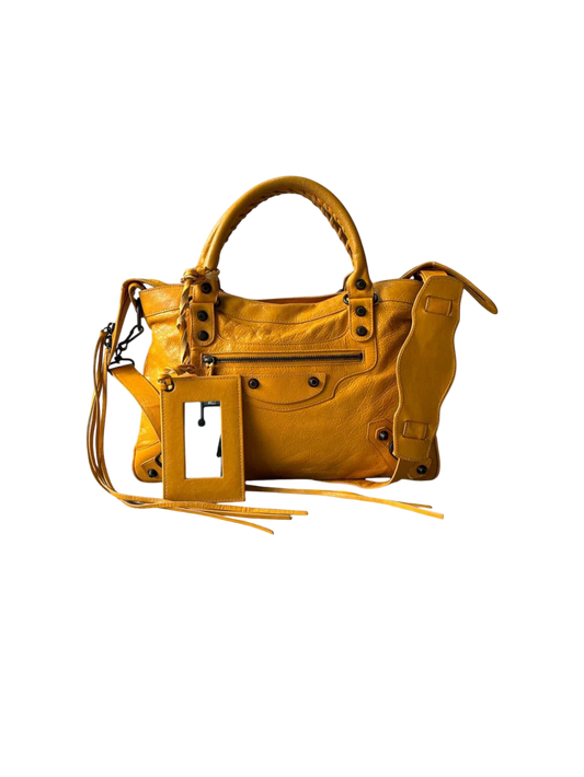 Balenciaga City Town Yellow Crossbody Lambskin Bag