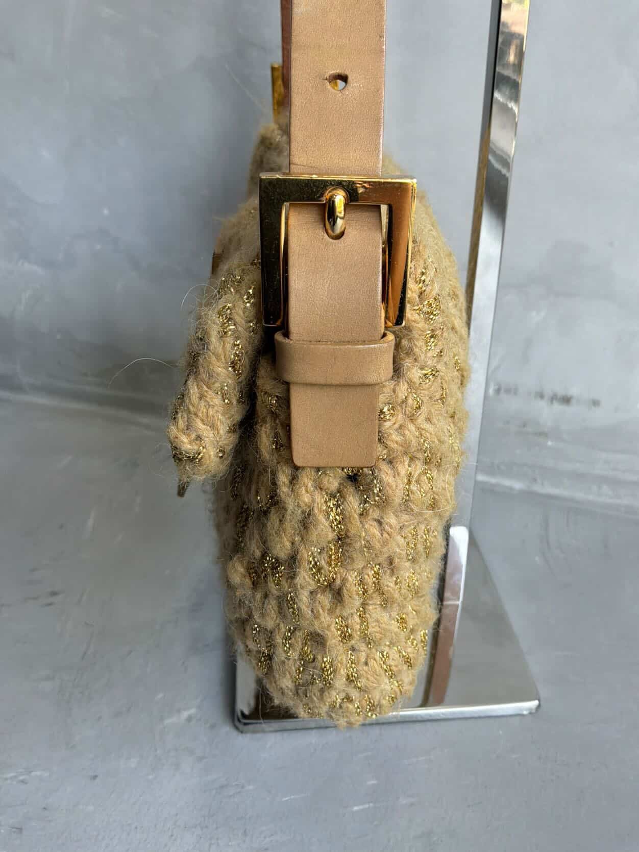 Fendi Woven Crochette Baguette Bag