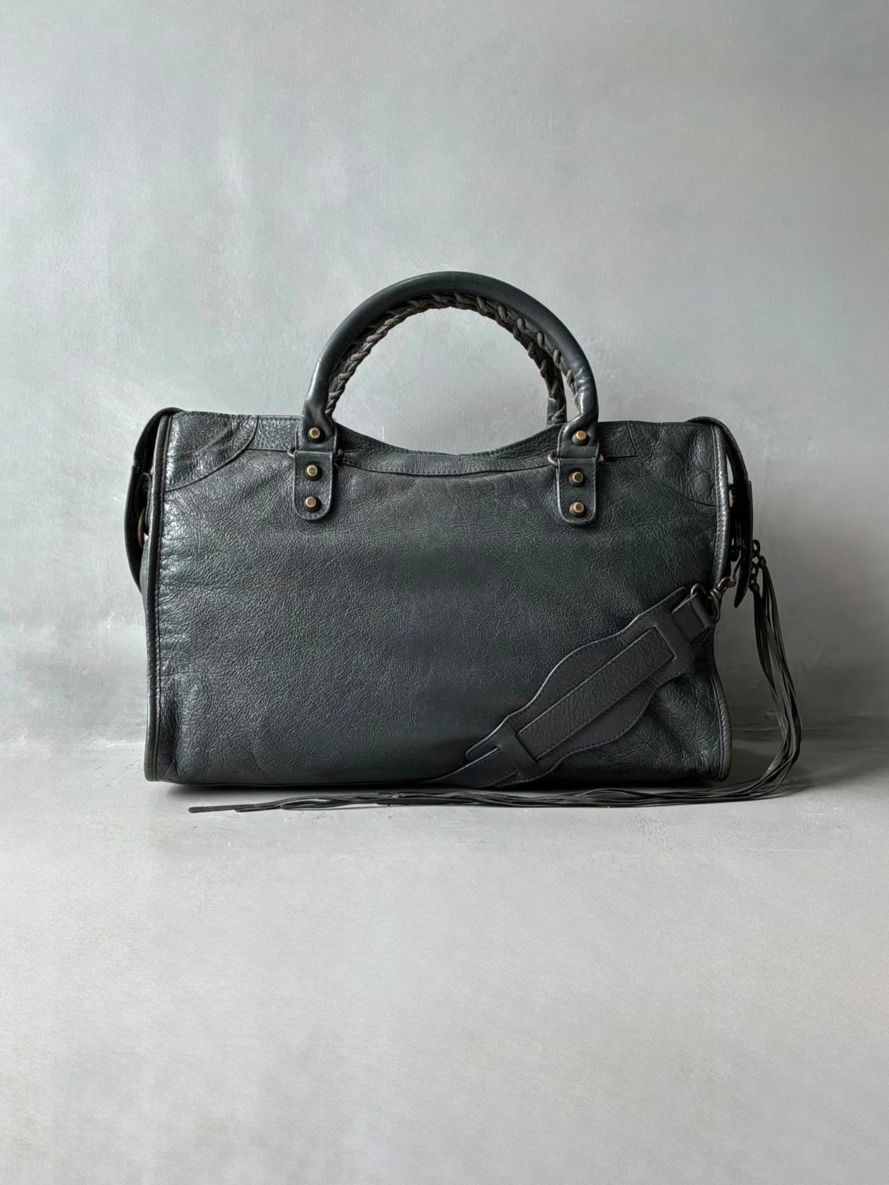 Balenciaga City Gray Lambskin Bag