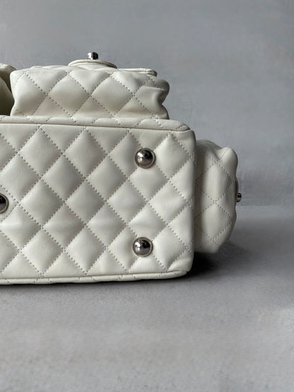 Chanel White Quilted Leather Cambon Ligne Reporter Bag