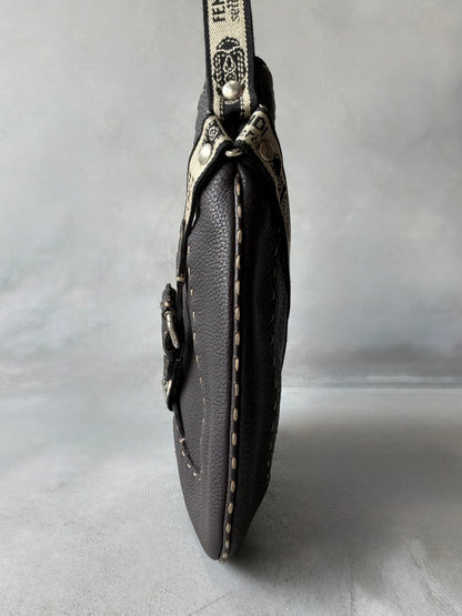 Fendi Selleria Brown Leather Hobo Bag