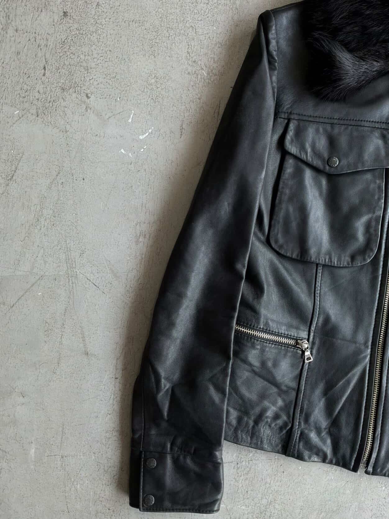 Prada Women’s Fur Trim Leather Jacket