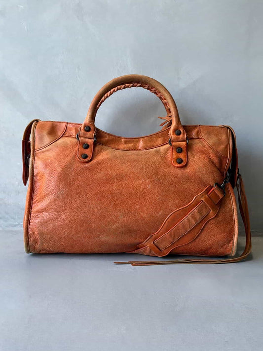 Balenciaga Classic City Orange Lambskin Bag