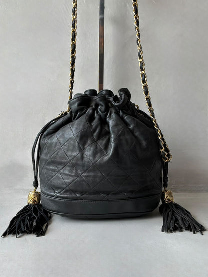 Chanel Quilted Drawstring Mini Bucket Bag