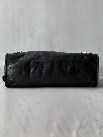 Balenciaga Classic City Black on Gold Giant 21 Lambskin Bag