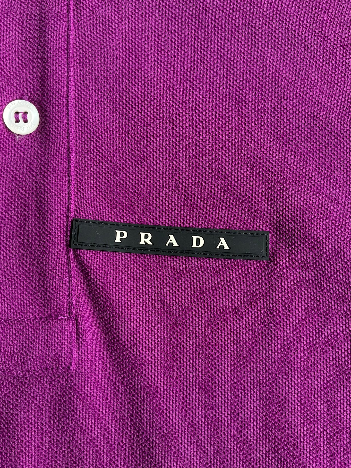 Prada Black Tab Chest Logo Purple Polo Shirt