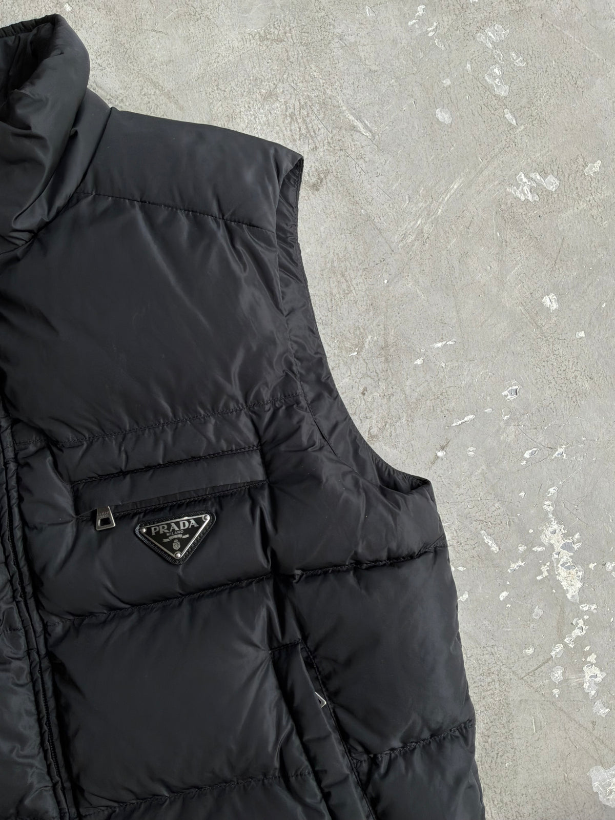 Prada Chest Emblem Puffer Vest