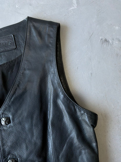 90s Chrome Hearts Crossball Buttons Leather Vest/Corset