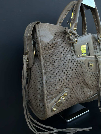 Balenciaga Classic City Perforated Leather Brown