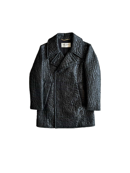 Saint Laurent Paris Crocodile Embossed Double Breasted Coat