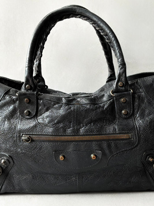 Balenciaga Part Time Black on Brass Lambskin Bag