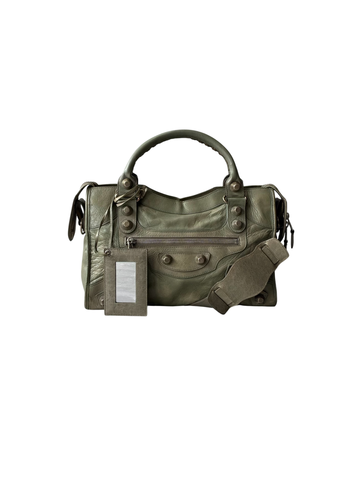 Balenciaga Classic City Pistachio on Silver Giant 21 Lambskin Bag