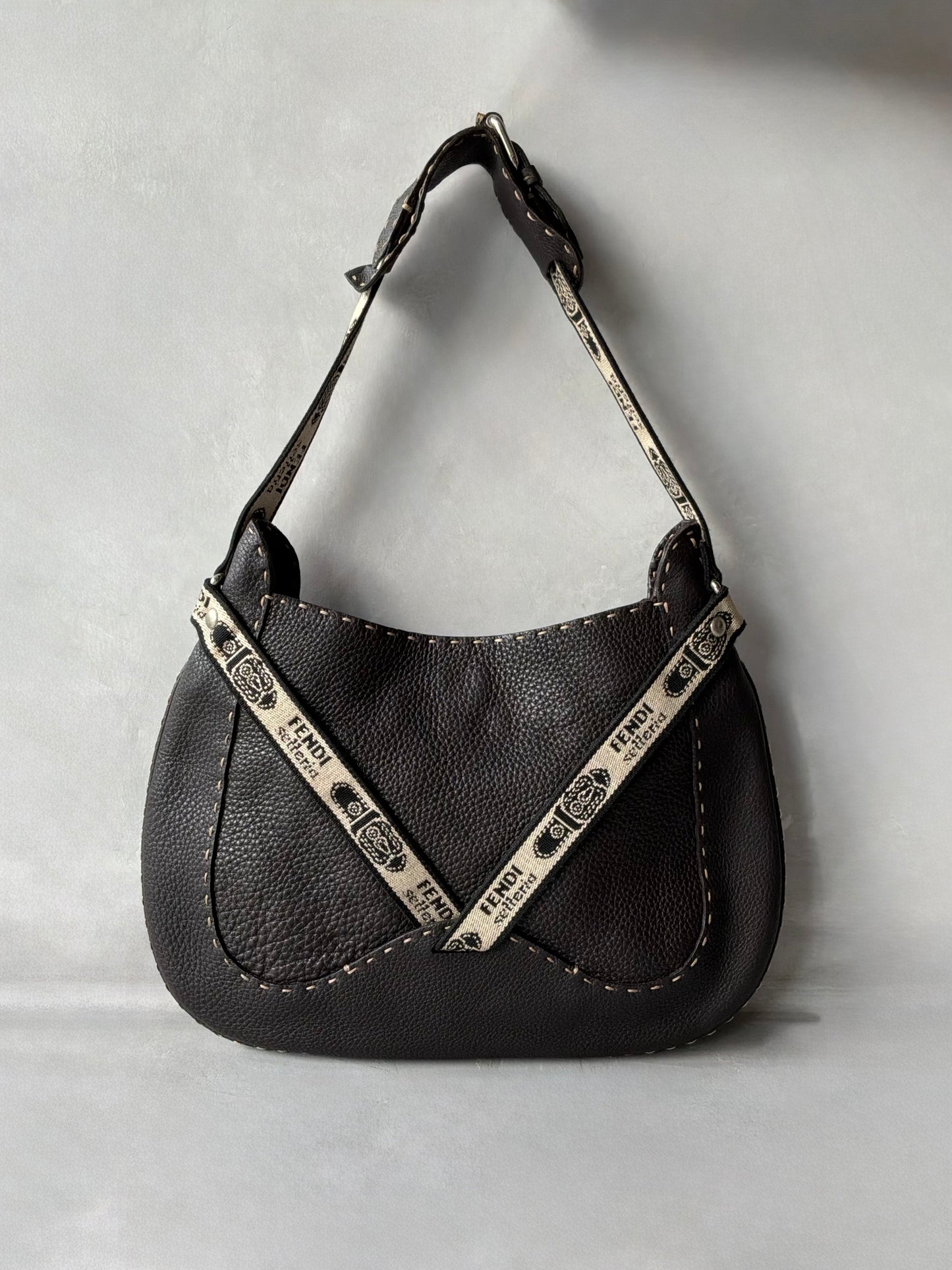 Fendi Selleria Brown Leather Hobo Bag