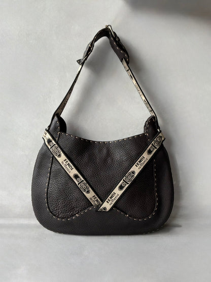 Fendi Selleria Brown Leather Hobo Bag