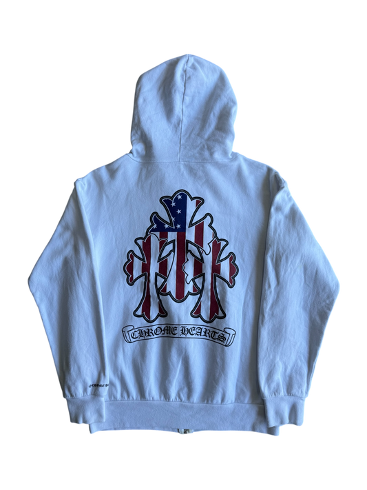 Chrome Hearts Triple Cross Flag Zip Hoodie
