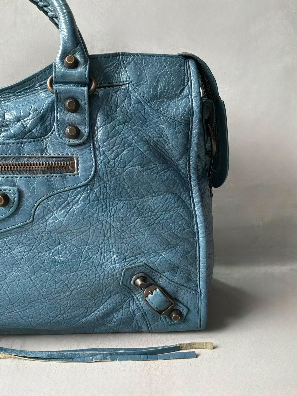 Balenciaga City Blue Lambskin Bag