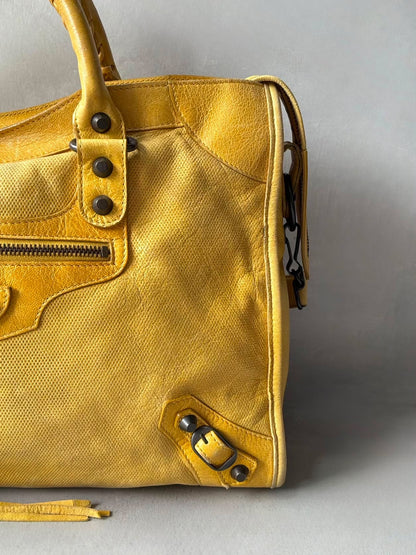 Balenciaga City Lemon Lambskin Bag