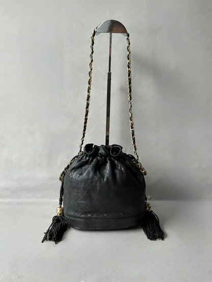 Chanel Quilted Drawstring Mini Bucket Bag