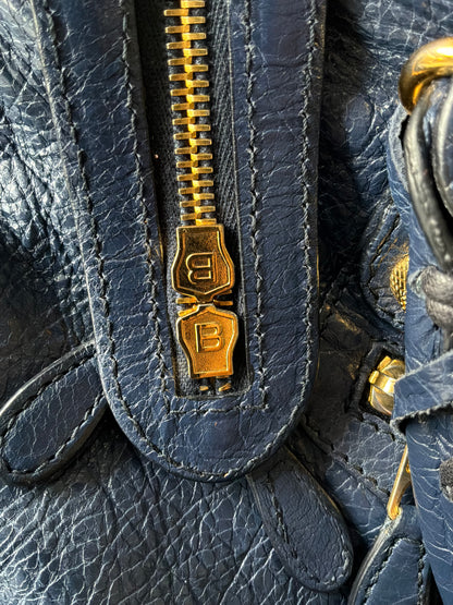 Balenciaga Classic City Navy on Gold Giant 12 Lambskin Bag