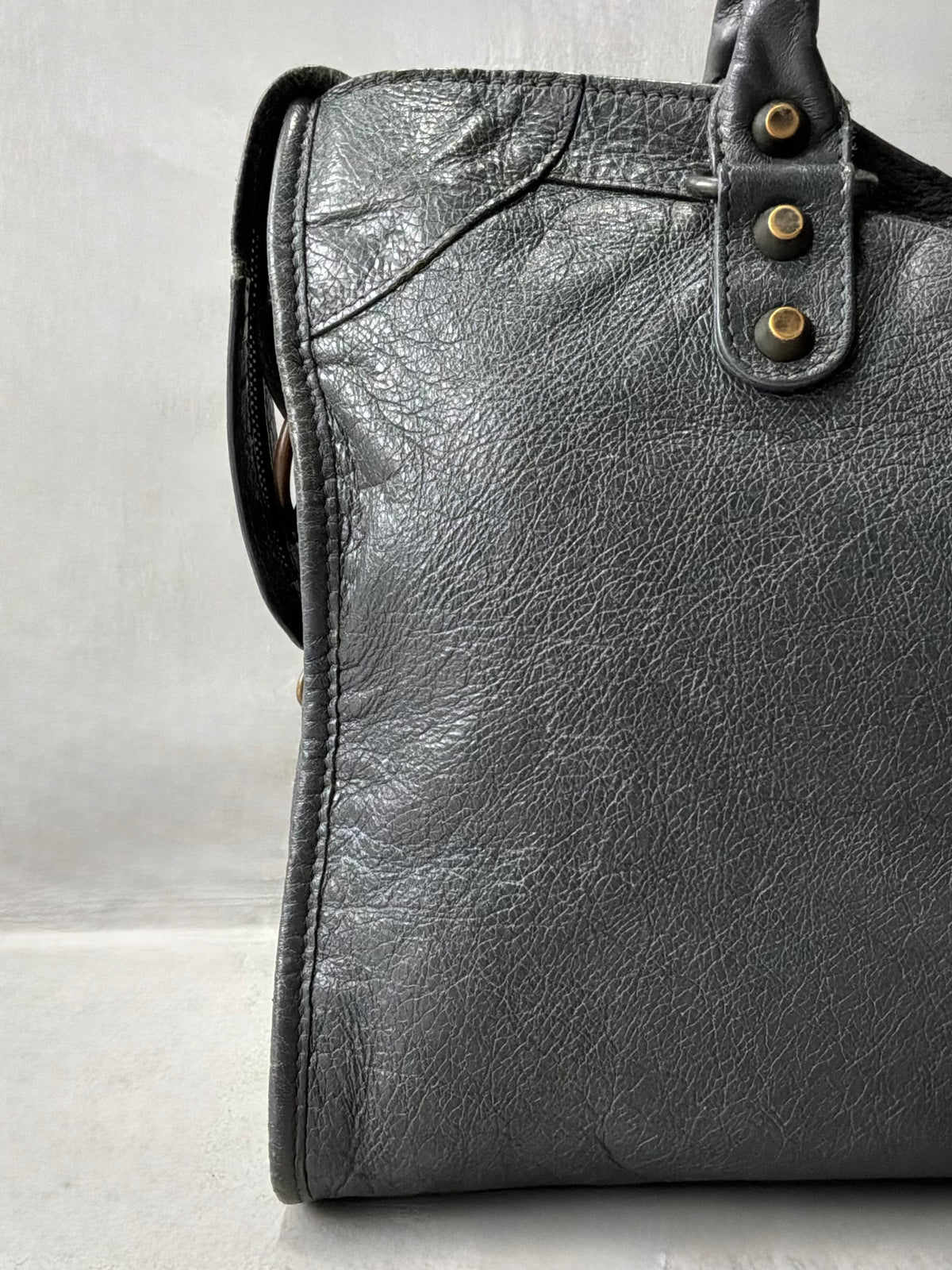 Balenciaga Classic City Gray on Brass Lambskin Bag