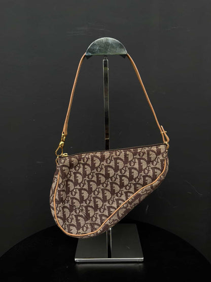 Dior Vintage Brown Oblique Saddle Bag