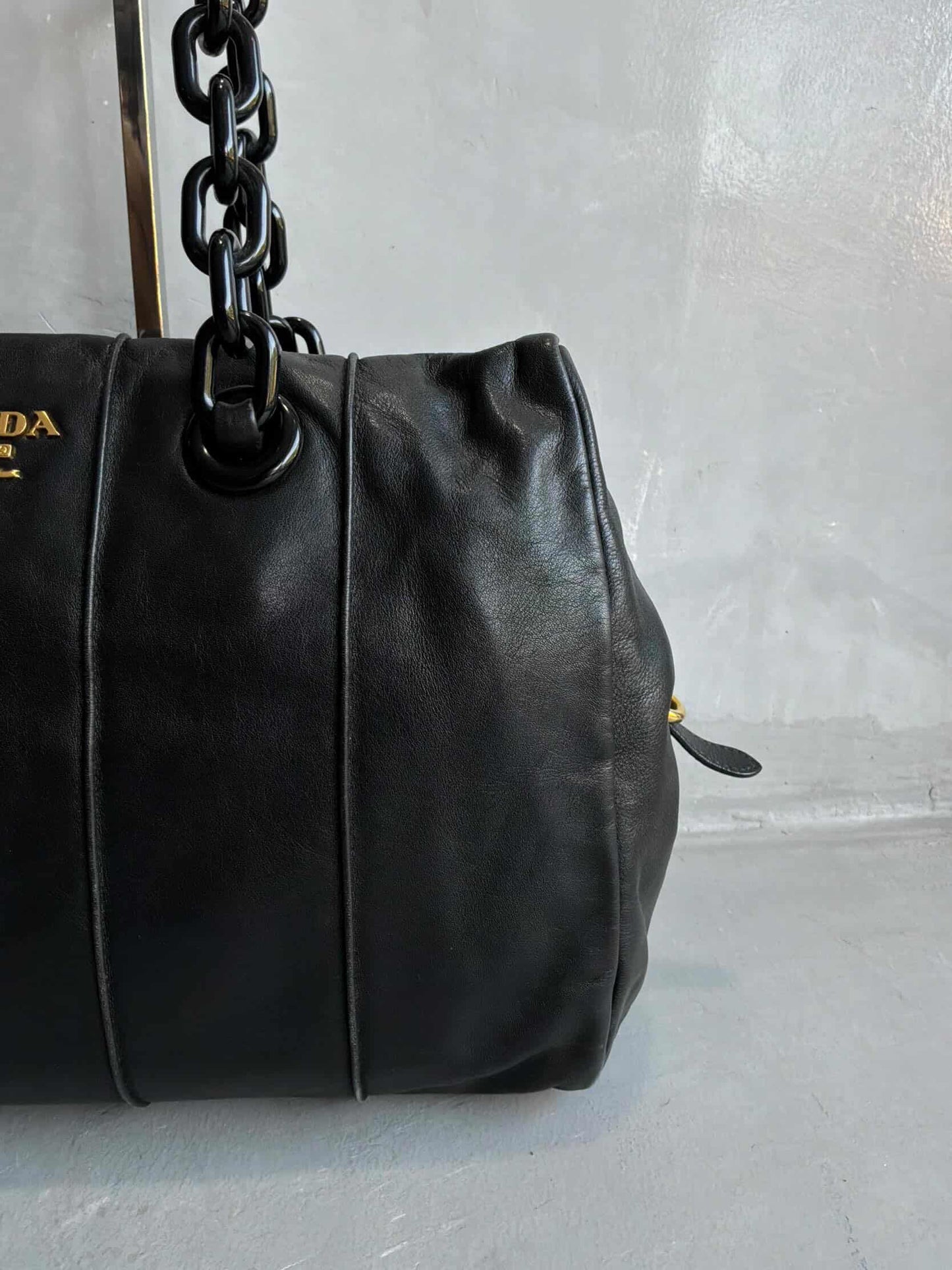 Prada Soft Calfskin Big Chain Shoulder Bag