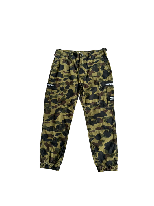 Bape 1st Camo spell out pants