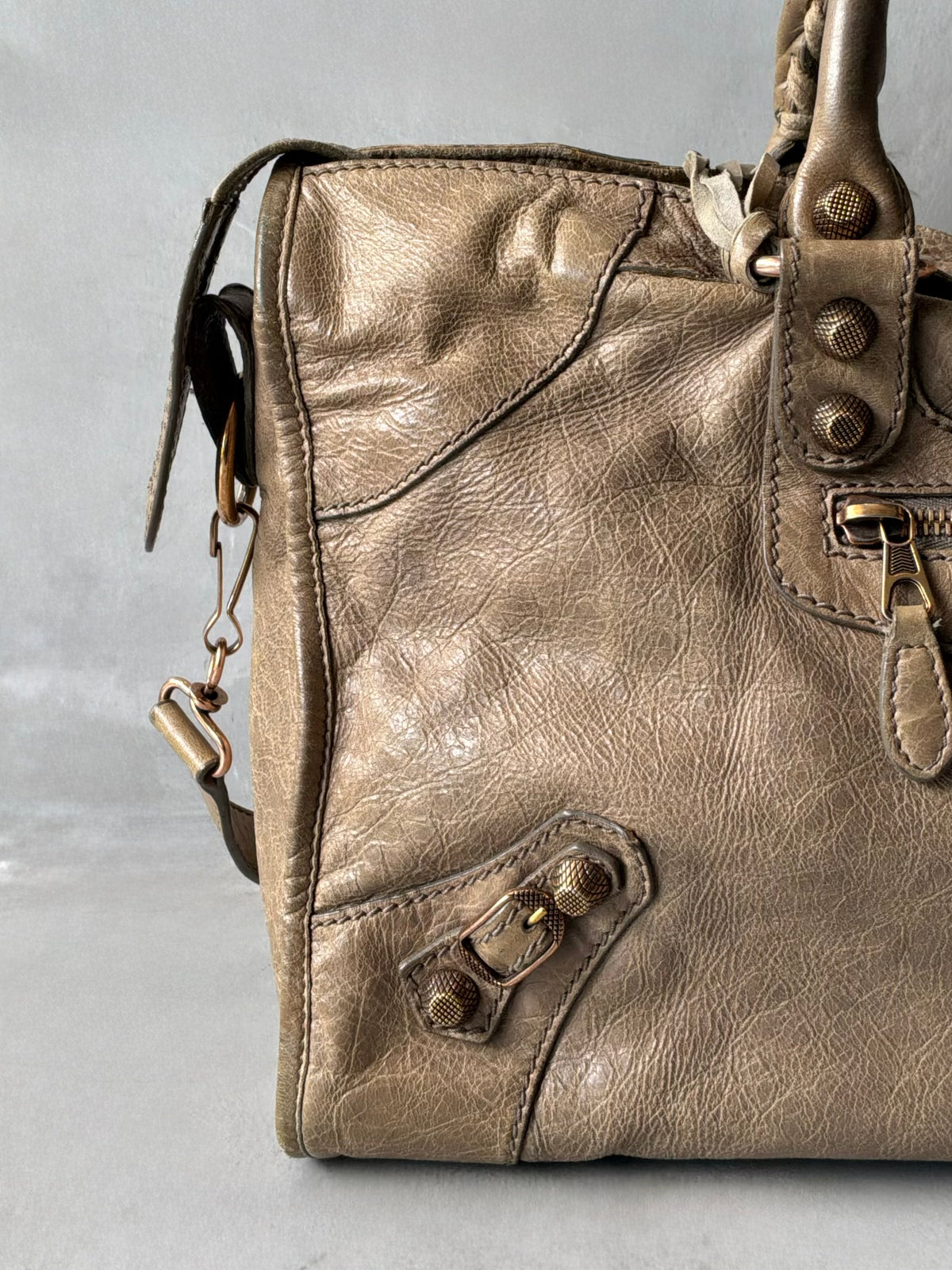 Balenciaga Part Time Taupe on Bronze Giant 12 Lambskin Bag