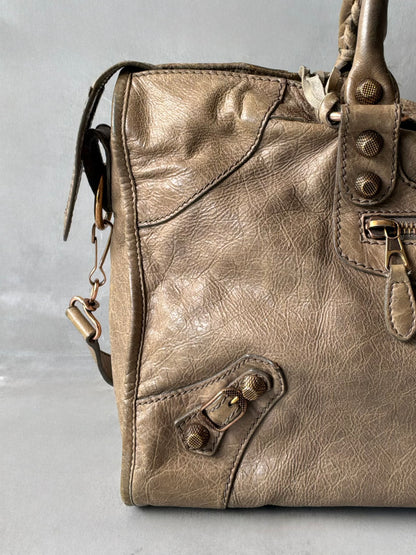 Balenciaga Part Time Taupe on Bronze Giant 12 Lambskin Bag
