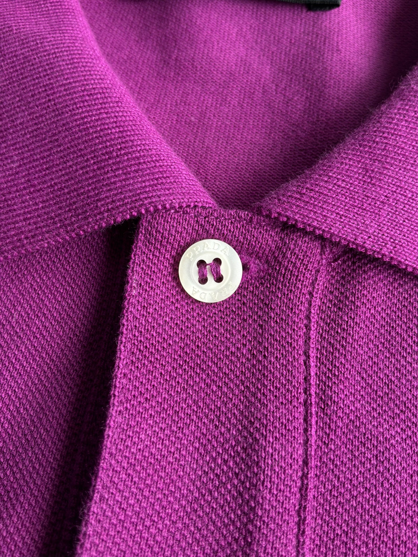Prada Black Tab Chest Logo Purple Polo Shirt
