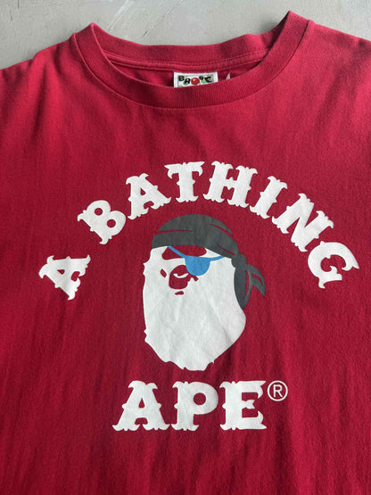 Bape Pirate College Design Red Shirt