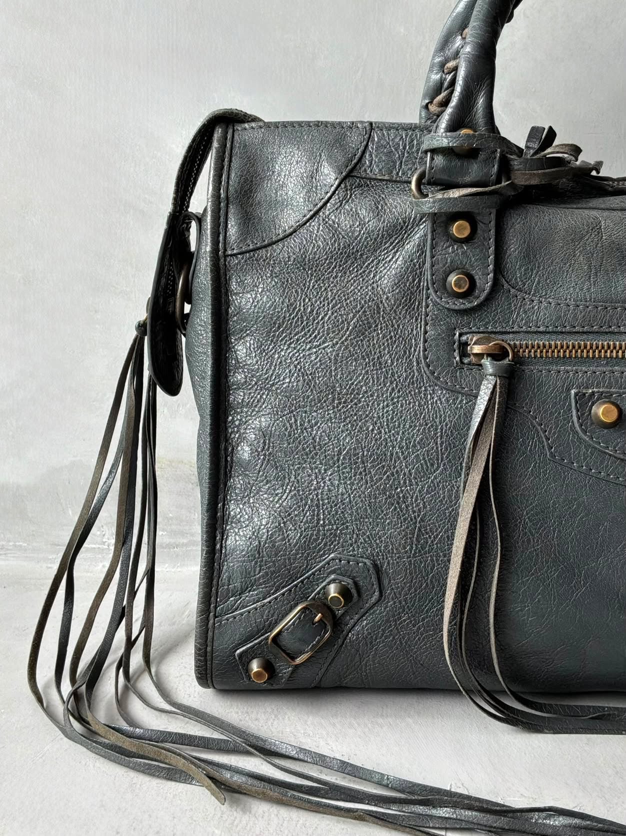 Balenciaga City Gray Lambskin Bag