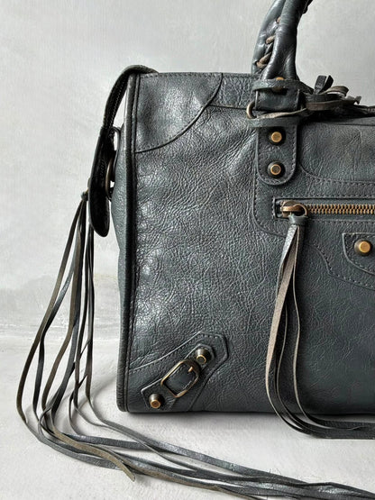 Balenciaga City Gray Lambskin Bag