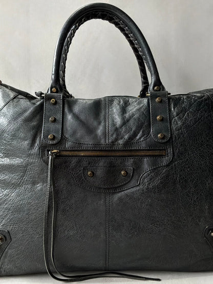 Balenciaga XL Weekender Black on Brass Lambskin Bag