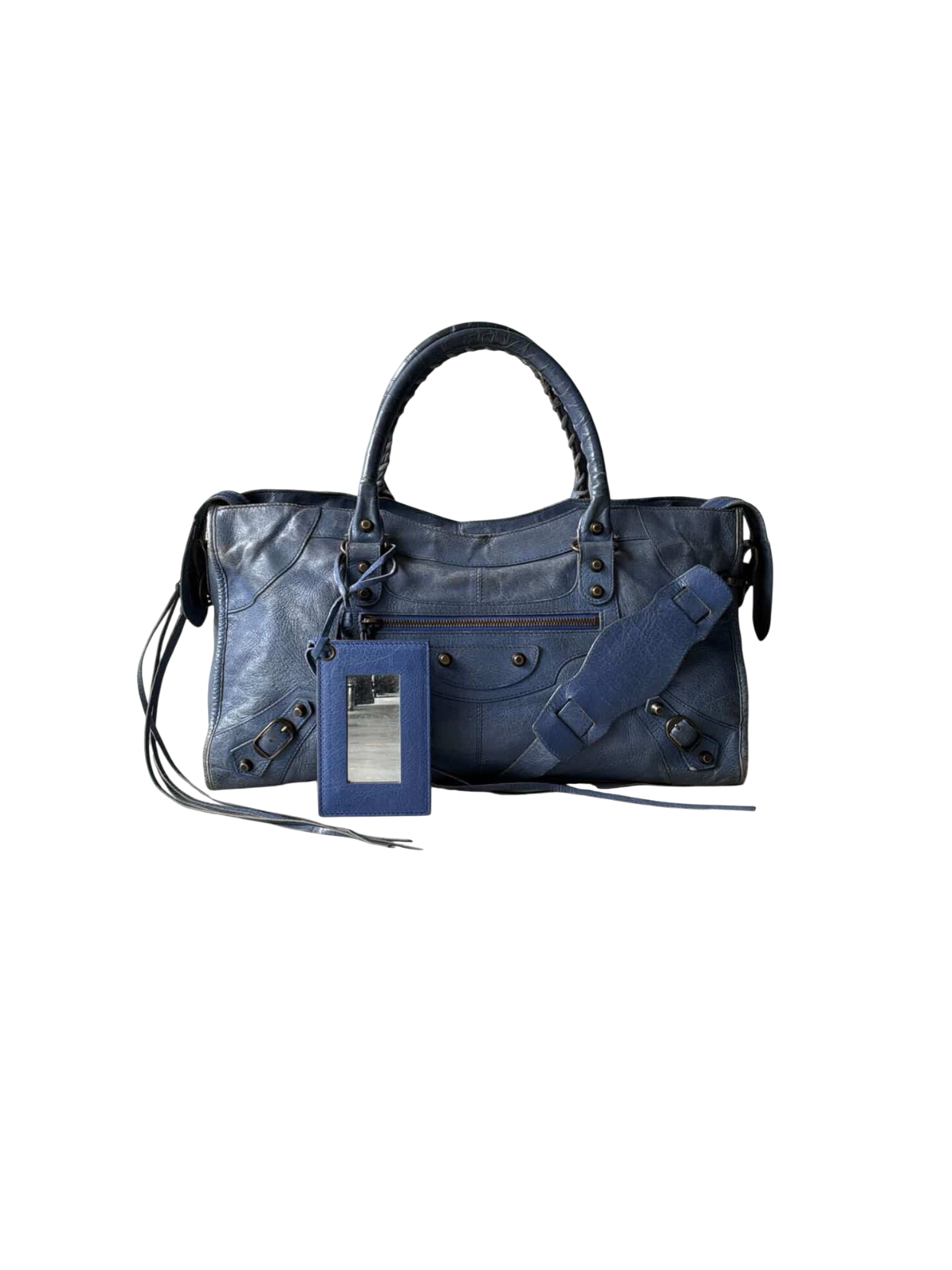 Balenciaga City Part Time Navy Lambskin Bag