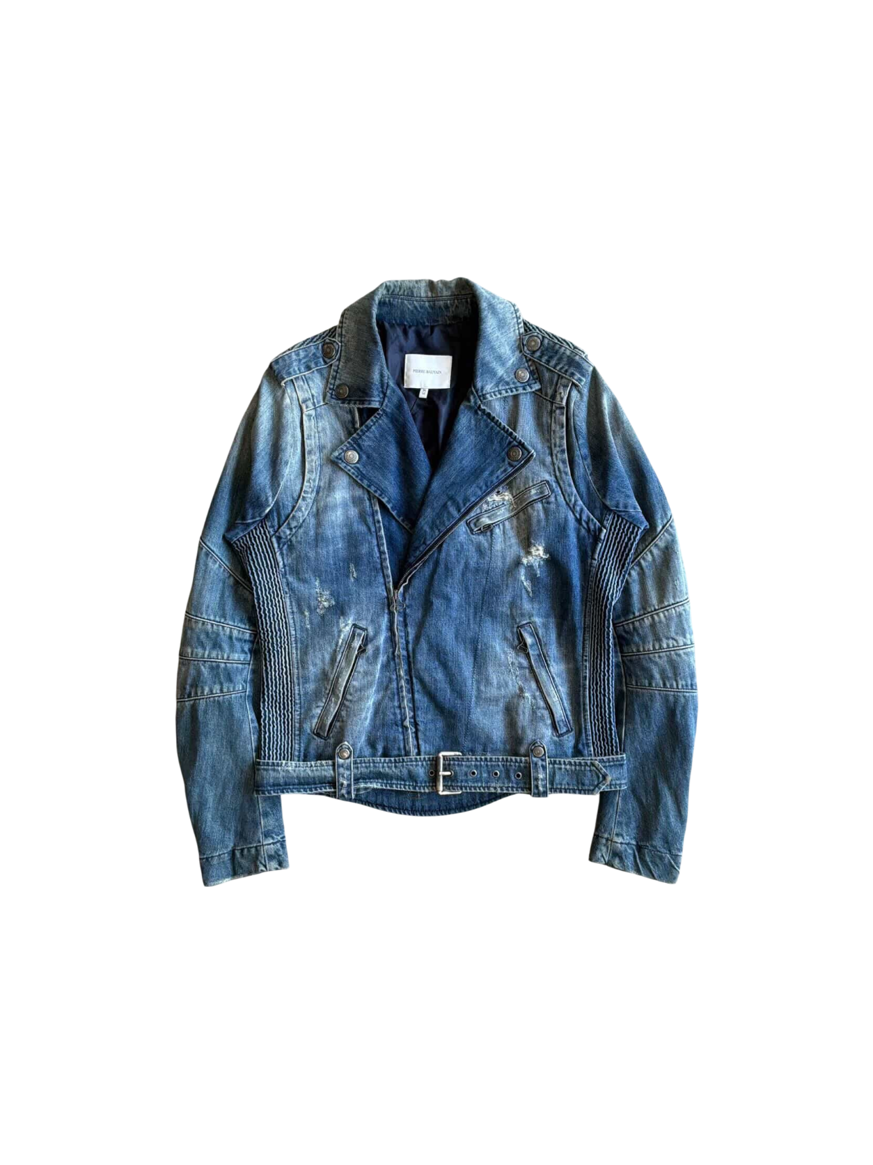 2010s Balmain Denim Biker Jacket