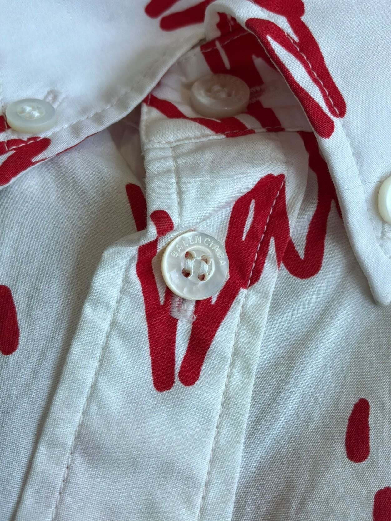 Balenciaga Lipstick Script All Over Print Shirt