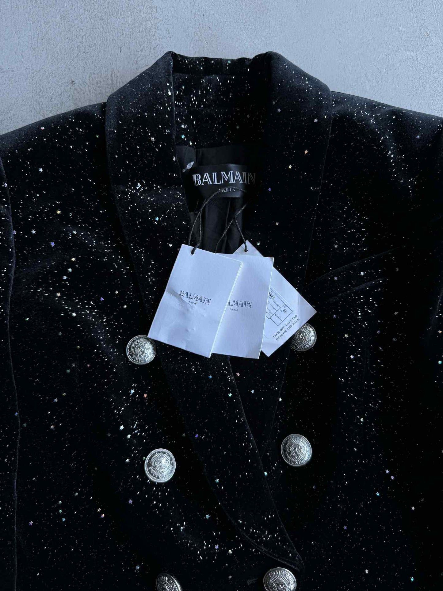 Balmain Stardust Double Breasted Velvet Coat