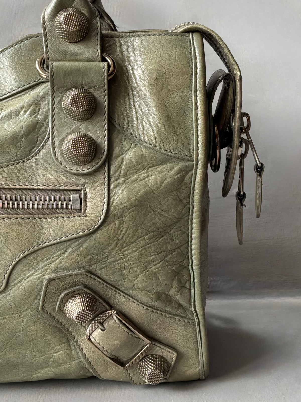 Balenciaga Classic City Pistachio on Silver Giant 21 Lambskin Bag