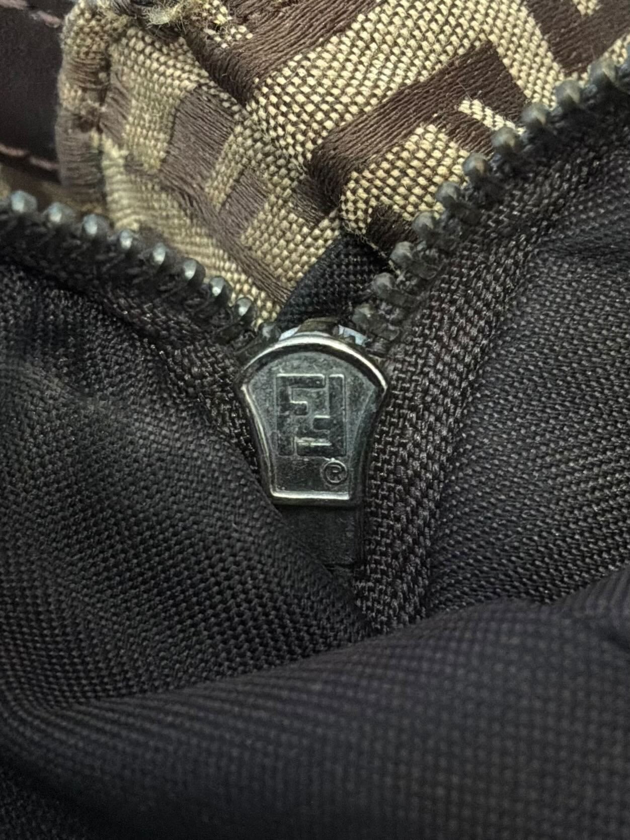 Fendi Zucchino Double Flap Baguette Bag