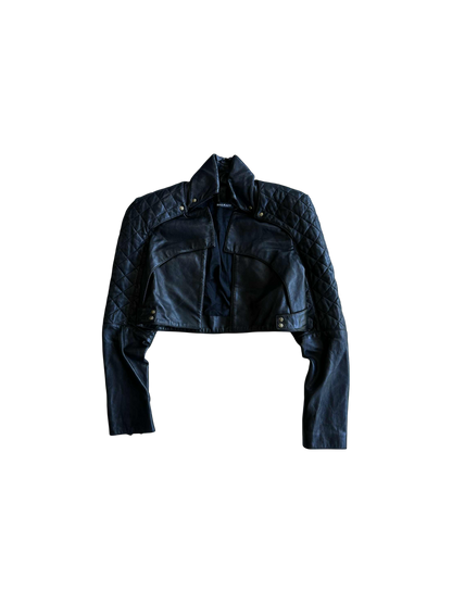 Vintage Balmain Quilted Cropped Leather Jacket