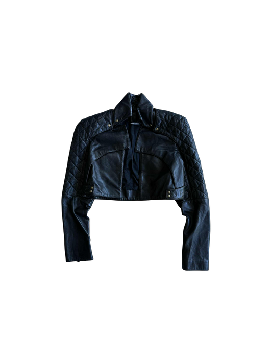Vintage Balmain Quilted Cropped Leather Jacket